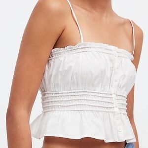 NWOT Madewell Smocked Button Front Poplin Top